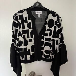 NWOT Joseph Ribkoff Jacket Black & Greyish White 2-Zip Size 10